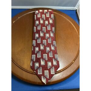 Bugatti Burgundy Men's‎ 100% Silk Tie Geometric Necktie
